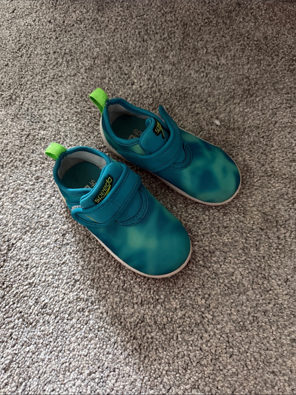 Speedo Kids Teal and Neon Green Hook-and-Loop Water Shoes